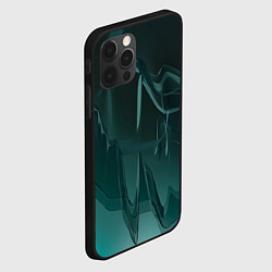 Чехол для iPhone 12 Pro Max Волнообразные тёмно-зелёные линии, цвет: 3D-черный — фото 2