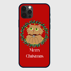 Чехол для iPhone 12 Pro Max Christmas cat with a garland, цвет: 3D-черный