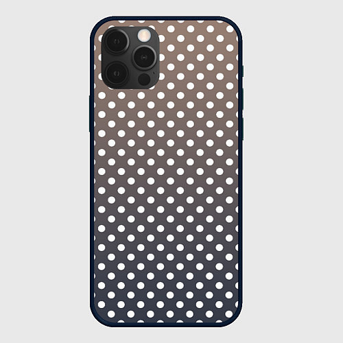 Чехол iPhone 12 Pro Max Белый горошек на сером, коричневом градиенте / 3D-Черный – фото 1
