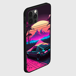 Чехол для iPhone 12 Pro Max Synthwave car and mountains, цвет: 3D-черный — фото 2