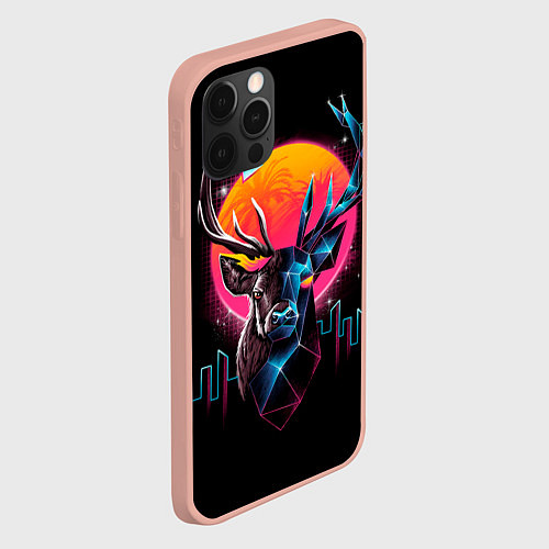 Чехол iPhone 12 Pro Max Олень - диджитал арт / 3D-Светло-розовый – фото 2