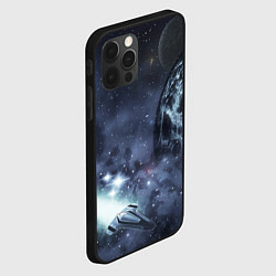 Чехол для iPhone 12 Pro Max Космос, планета и корабль, цвет: 3D-черный — фото 2