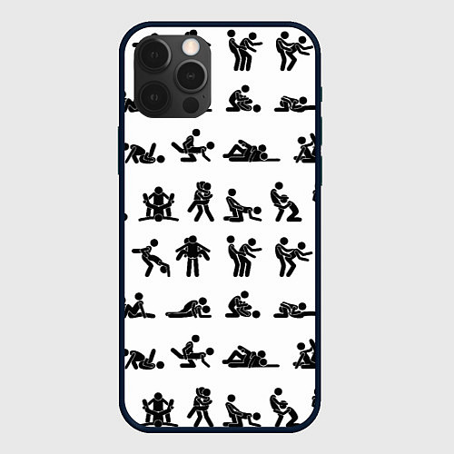 Чехол iPhone 12 Pro Max Позы секса из камасутры / 3D-Черный – фото 1