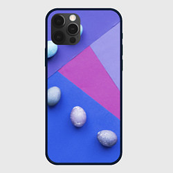 Чехол для iPhone 12 Pro Max Линии, фигуры, геометрия и сливы, цвет: 3D-черный