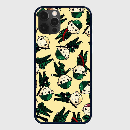 Чехол iPhone 12 Pro Max С солдатиками мультяшными / 3D-Черный – фото 1