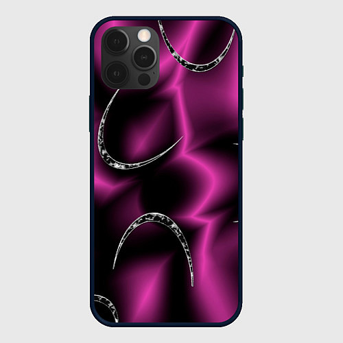 Чехол iPhone 12 Pro Max Снежный месяц на ткани / 3D-Черный – фото 1