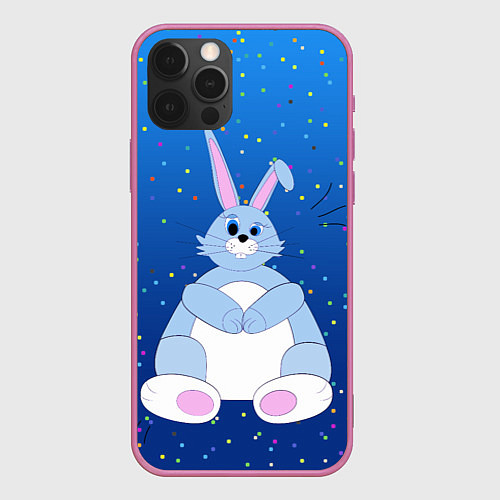 Чехол iPhone 12 Pro Max Косой кролик и конфетти / 3D-Малиновый – фото 1