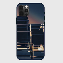 Чехол для iPhone 12 Pro Max Множество стеклянных кубов и фигур, цвет: 3D-черный