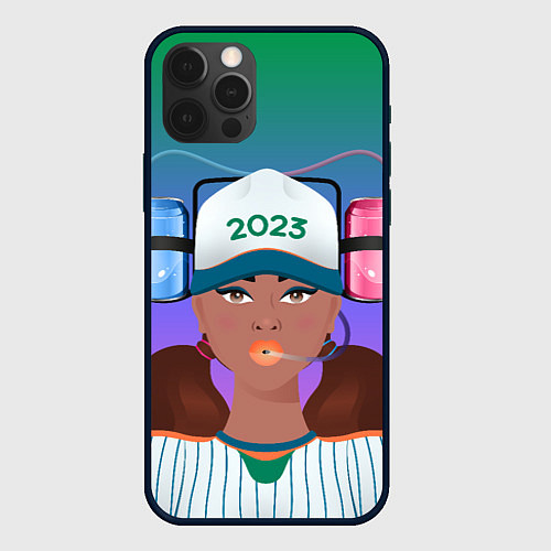 Чехол iPhone 12 Pro Max Девушка фанатик / 3D-Черный – фото 1