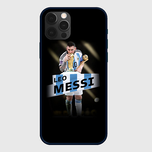 Чехол iPhone 12 Pro Max Лео Месси чемпион Мира / 3D-Черный – фото 1