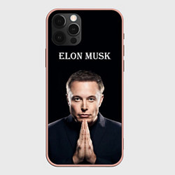 Чехол iPhone 12 Pro Max Илон Маск, портрет на черном фоне