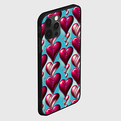Чехол для iPhone 12 Pro Max Паттерн красные абстрактные сердца, цвет: 3D-черный — фото 2