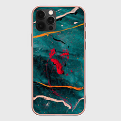 Чехол для iPhone 12 Pro Max Сине-зелёный туман и множество красок, цвет: 3D-светло-розовый