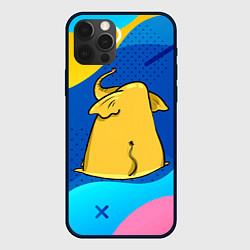 Чехол для iPhone 12 Pro Max Желтый слон вид сзади, цвет: 3D-черный