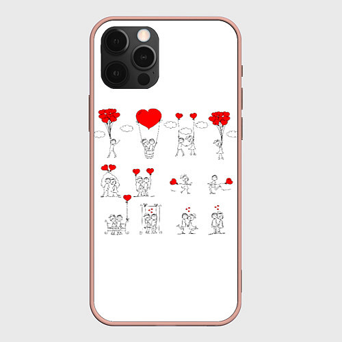 Чехол iPhone 12 Pro Max Valentain Day / 3D-Светло-розовый – фото 1