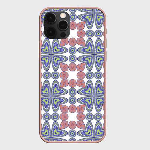Чехол iPhone 12 Pro Max Мозаика, абстрактные сердечки / 3D-Светло-розовый – фото 1
