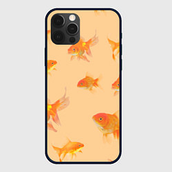 Чехол iPhone 12 Pro Max Золотые рыбки в фоне