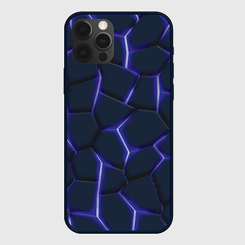 Чехол iPhone 12 Pro Max Неон синий / 3D-Черный – фото 1