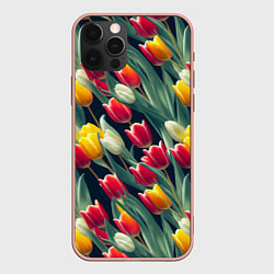 Чехол iPhone 12 Pro Max Много тюльпанов