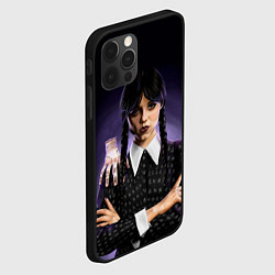 Чехол для iPhone 12 Pro Max Уэнсдэй с рукой: дочь Аддамсов, цвет: 3D-черный — фото 2