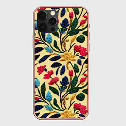 Чехол iPhone 12 Pro Max Эффект вышивки цветочная поляна