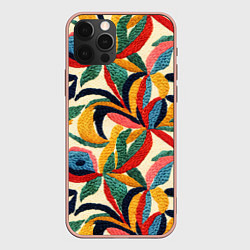 Чехол для iPhone 12 Pro Max Эффект вышивки, цвет: 3D-светло-розовый