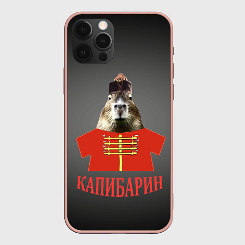 Чехол iPhone 12 Pro Max Капибарин в красном кафтане / 3D-Светло-розовый – фото 1