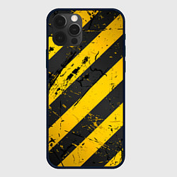 Чехол iPhone 12 Pro Max WARNING - желто-черные полосы