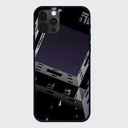Чехол iPhone 12 Pro Max Тёмный абстрактный металлический лабиринт и небо