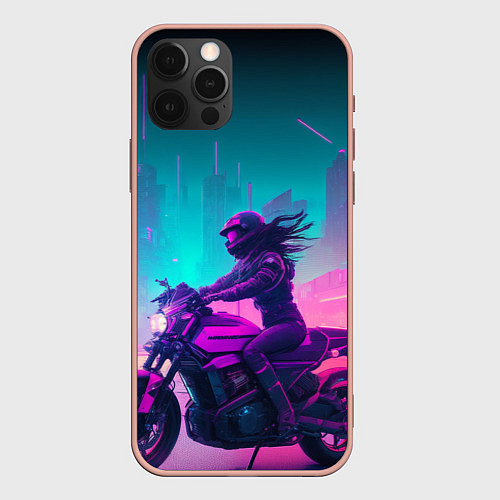 Чехол iPhone 12 Pro Max Cyberpunk moto / 3D-Светло-розовый – фото 1