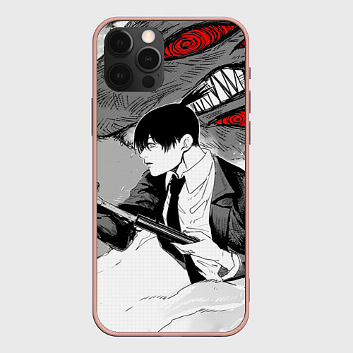 Чехол iPhone 12 Pro Max Аки и демон лис / 3D-Светло-розовый – фото 1