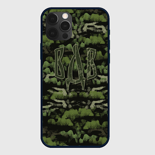 Чехол iPhone 12 Pro Max Пятнистый камуфляж вдв / 3D-Черный – фото 1
