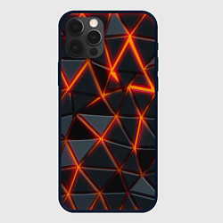 Чехол для iPhone 12 Pro Max Треугольники и неон, цвет: 3D-черный