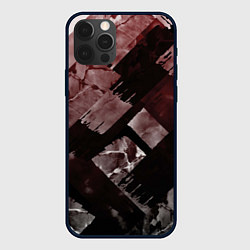Чехол для iPhone 12 Pro Max Красные и чёрные полосы, цвет: 3D-черный