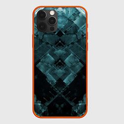 Чехол для iPhone 12 Pro Max Голубые и чёрные полоски, цвет: 3D-красный
