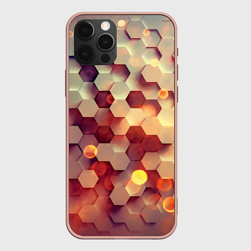 Чехол iPhone 12 Pro Max Объемный шестиугольник / 3D-Светло-розовый – фото 1