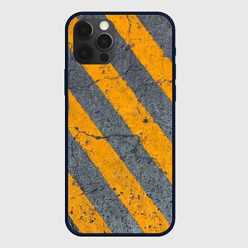 Чехол iPhone 12 Pro Max Желтые полосы на бетоне / 3D-Черный – фото 1