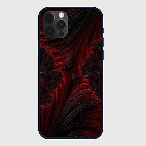 Чехол iPhone 12 Pro Max Красно - черные текстуры / 3D-Черный – фото 1