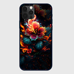 Чехол iPhone 12 Pro Max Огненный цветок на темном фоне
