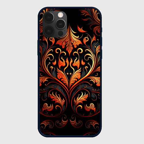 Чехол iPhone 12 Pro Max Огненные узоры / 3D-Черный – фото 1