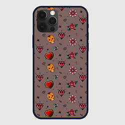Чехол для iPhone 12 Pro Max Паттерн с татуировками в стиле олдскул, цвет: 3D-черный