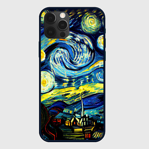 Чехол iPhone 12 Pro Max Винсент ван Гог, звездная ночь / 3D-Черный – фото 1