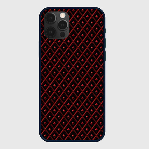 Чехол iPhone 12 Pro Max Ромбики красные / 3D-Черный – фото 1