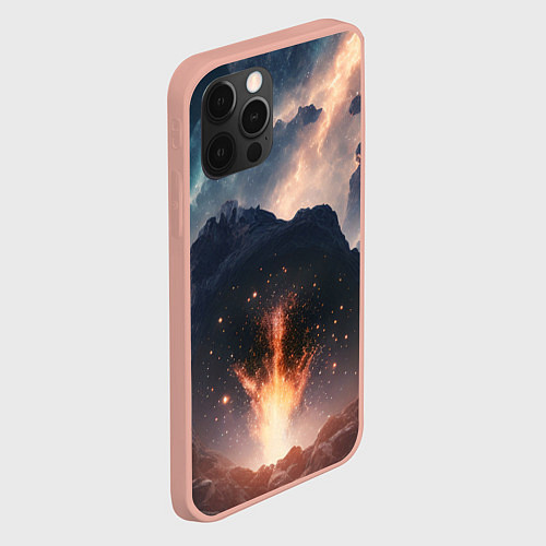 Чехол iPhone 12 Pro Max Свет галактики над местностью / 3D-Светло-розовый – фото 2