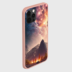 Чехол для iPhone 12 Pro Max Млечный Путь, как небесное творение над ландшафтом, цвет: 3D-светло-розовый — фото 2