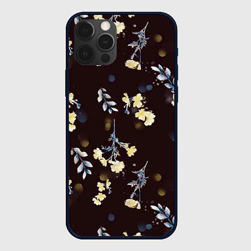 Чехол iPhone 12 Pro Max Акварельный паттерн на темном фоне / 3D-Черный – фото 1