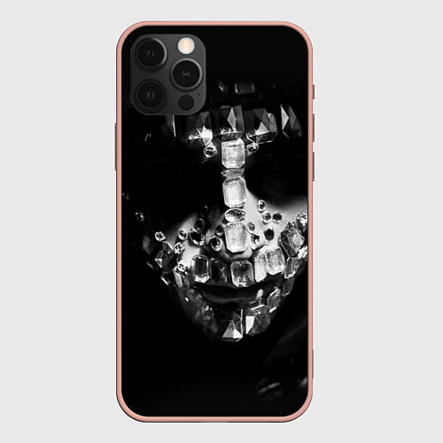 Чехол iPhone 12 Pro Max Лицо в кристаллах / 3D-Светло-розовый – фото 1