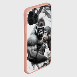Чехол для iPhone 12 Pro Max Накаченная горилла, цвет: 3D-светло-розовый — фото 2