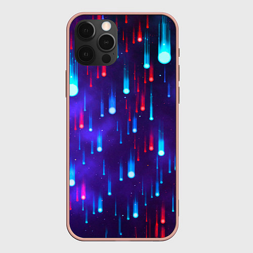 Чехол iPhone 12 Pro Max Neon rain / 3D-Светло-розовый – фото 1