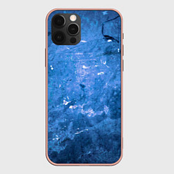 Чехол iPhone 12 Pro Max Тёмно-синяя абстрактная стена льда